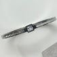 MARYbu square pave crystals and pearlescent detail stainless steel bangle