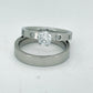 Engagement ring and wedding band ring set in Silver or Gold Stainless steel water resistant R5