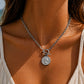 GRACEbu Old coin style necklace in silver or gold tone water and tarnish resistant Paperclip chain stainless steel P36 unisex male female