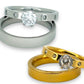 Engagement ring and wedding band ring set in Silver or Gold Stainless steel water resistant R5