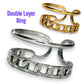 Chain and band double layer adjustable ring in stainless steel water and tarnish resistant