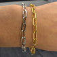 Paperclip chain bracelet in stainless steel silver or gold tone with extender P6