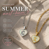 Initial heart necklace in silver or gold tone with trending chain