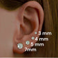 Earring bundle 3 pairs of crystal earrings. Heart, square and solitaire crystals. Hypoallergenic stainless steel water and tarnish resistant silver or gold men or women boys girls 6mm and 4mm sizes