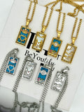 Tarot necklace in silver or gold, the lover, the sun, the moon, with stainless steel chain water and tarnish free