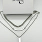 Three layer pendant necklace with Cuban chain with birthstone in silver or gold water resistant P6