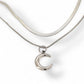 Moon pendant double layer necklace in silver or gold Herringbone chain women’s girls