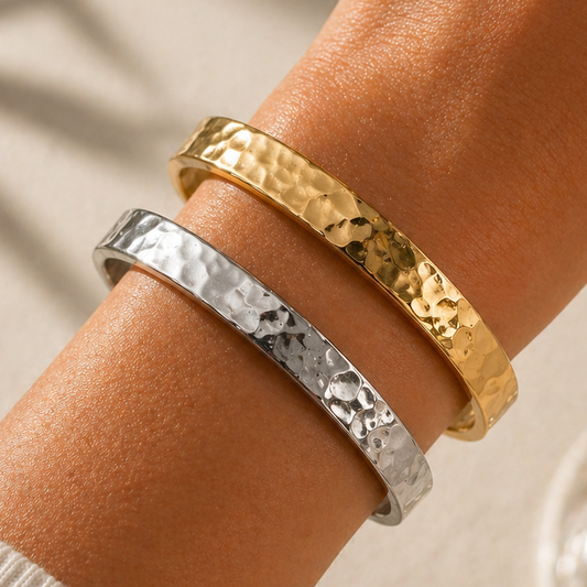 ORLAND textured bangle in silver or gold tone tarnish resistant P20